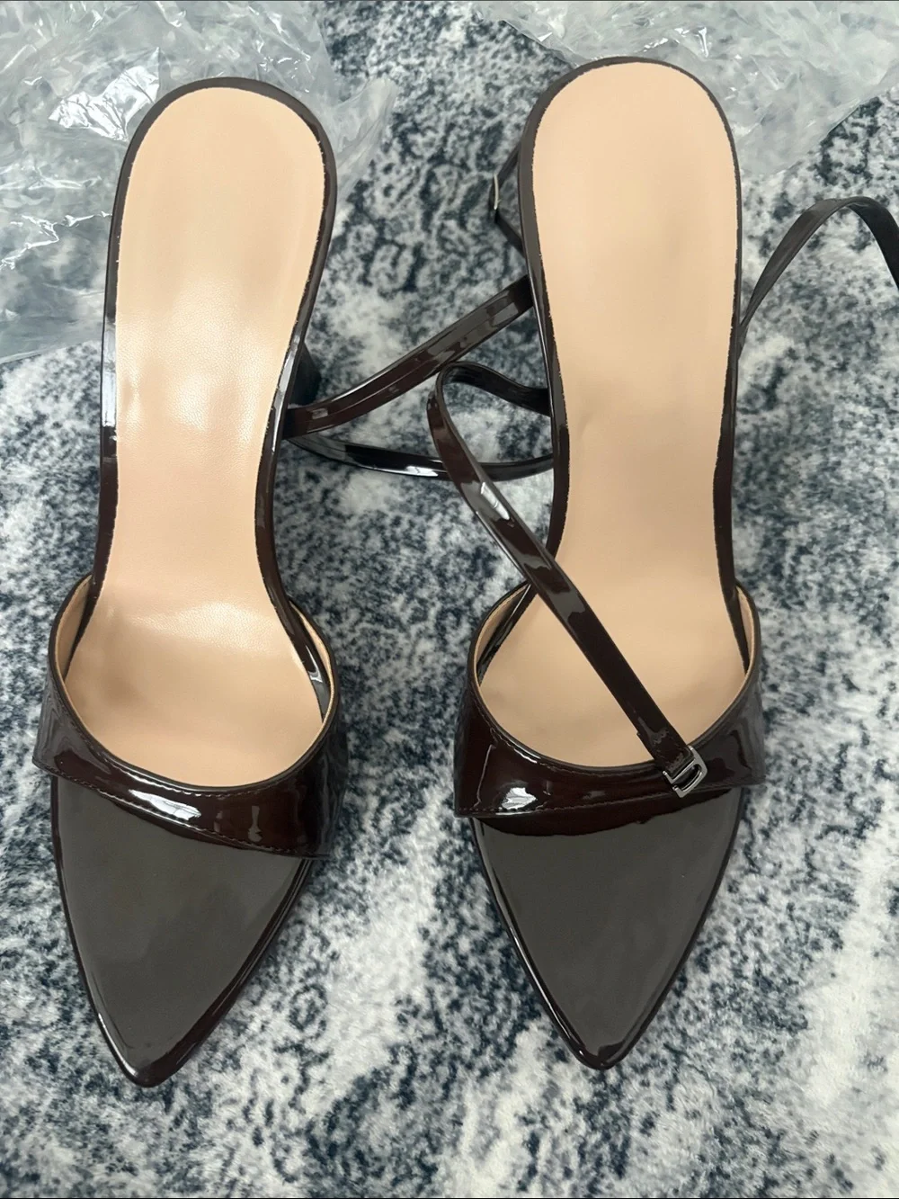 Women’s Ankle-Strap Pointed Toe Heels in Coffee Brown